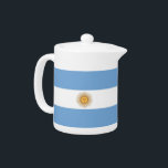 Argentinian Flag Teapot<br><div class="desc">Add a touch of Argentine charm to your tea time with our exclusive teapot featuring the flag of Argentina! Crafted with meticulous attention to detail, this teapot is more than just a functional kitchen item; it's a celebration of Argentine heritage and national pride. The bold design proudly showcases the iconic...</div>