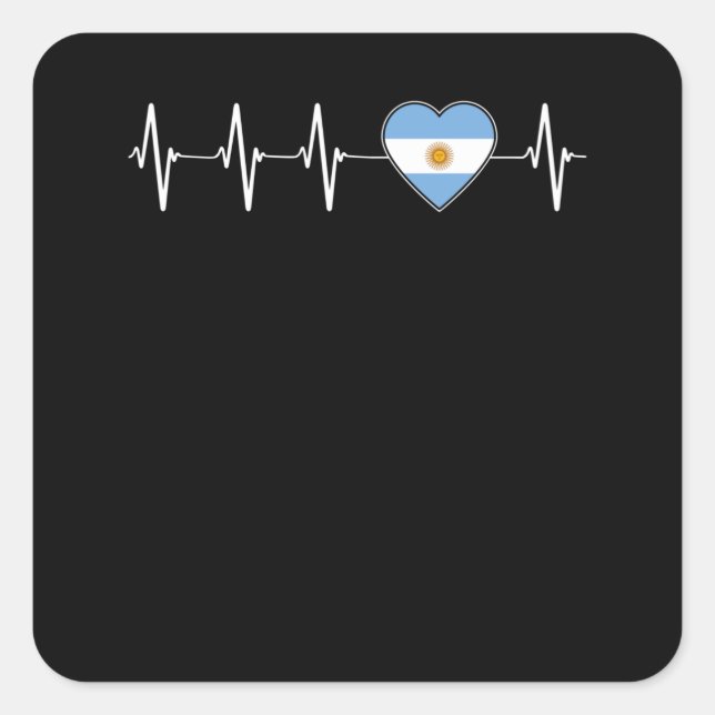 Argentinian Heartbeat I Love Argentina Flag Heart Square Sticker (Front)