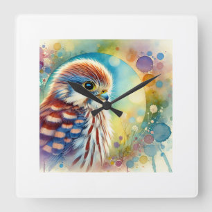Argentinian pygmy falcon 201024AREF132 - Watercolo Square Wall Clock