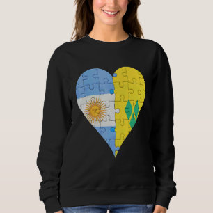 Argentinian Saint Vincentian Flag Heart Sweatshirt