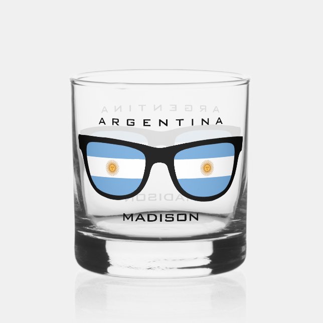 Argentinian Shades custom name Whiskey Glass (Front)