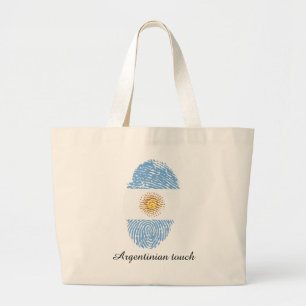 Argentinian touch fingerprint flag large tote bag