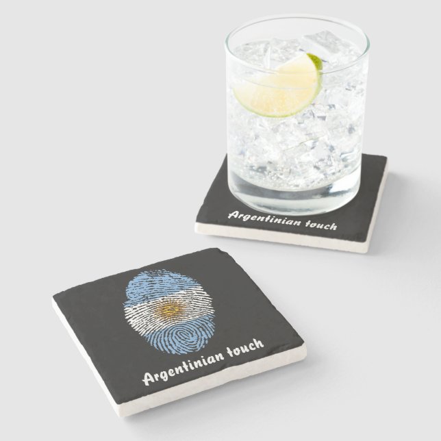 Argentinian touch fingerprint flag stone coaster (Side)