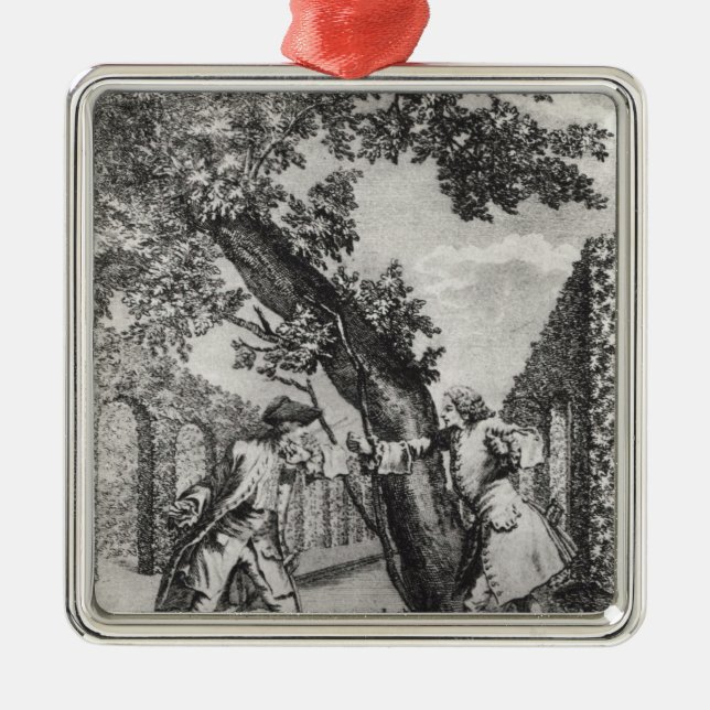 Argument between Jean-Jacques Rousseau Metal Tree Decoration (Front)