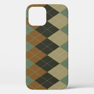 Argyle Autumn: Brown-Green Rhombus Chic iPhone 12 Case