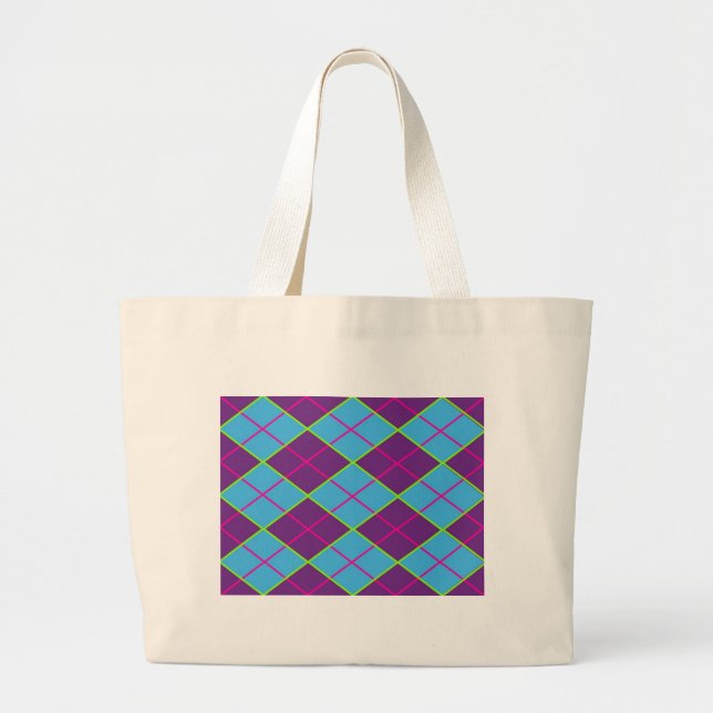 Argyle background large tote bag (Front)
