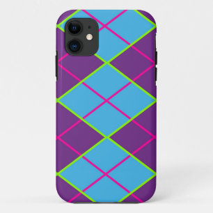 Argyle blue and purple iPhone 11 case