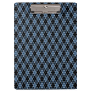 Argyle Blue Black White Stripes Diamond pattern Clipboard