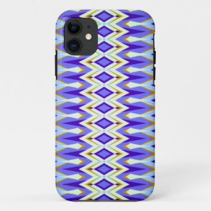 Argyle Blue, Orange and White Geometric Pattern iPhone 11 Case