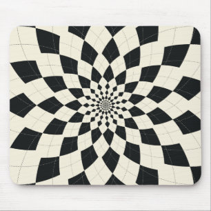 Argyle Burst/Flower - Black & White Mouse Mat