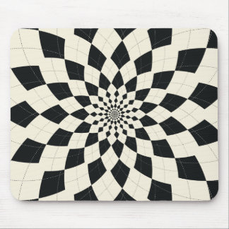Argyle Burst/Flower - Black & White Mouse Mat