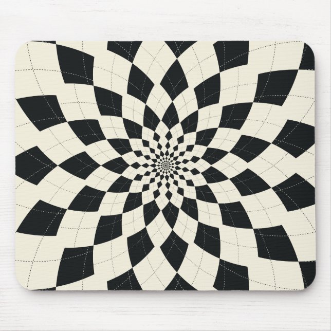 Argyle Burst/Flower - Black & White Mouse Mat (Front)