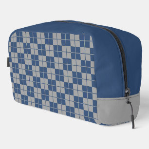 Argyle Chequerboard Plaid Light Blue Dopp Kit