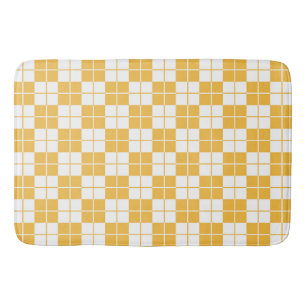 Argyle Chequerboard Plaid Yellow Bath Mat