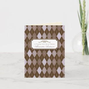 Argyle Custom Thank You Card (lilac/chocolate)