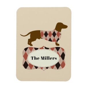 Argyle Dachshund Magnet
