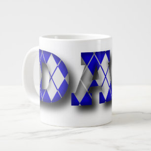Argyle Dad Blue and Grey Large Coffee Mug