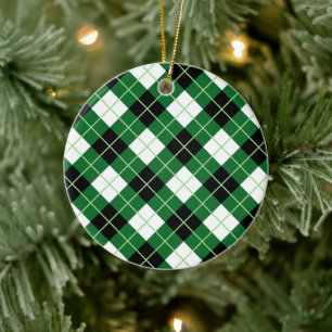 Argyle Diagonal Diamond Plaid Ceramic Tree Decoration