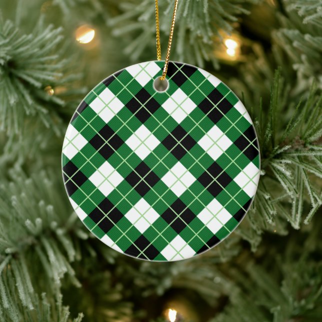 Argyle Diagonal Diamond Plaid Ceramic Tree Decoration (Tree)
