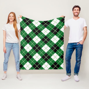 Argyle Diagonal Diamond Plaid Fleece Blanket