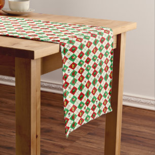 Argyle Diamond Christmas Pattern  Short Table Runner