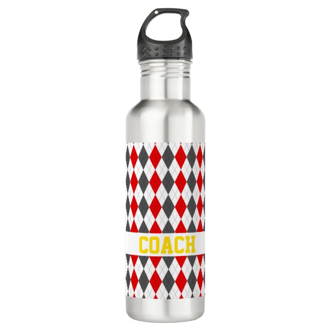 Argyle Diamond Pattern COACH Sports Preppy Fun 710 Ml Water Bottle (Front)