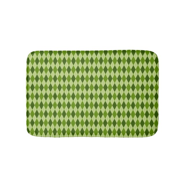 Argyle Diamond Plaid in Shades of Lighter Green Bath Mat (Front)