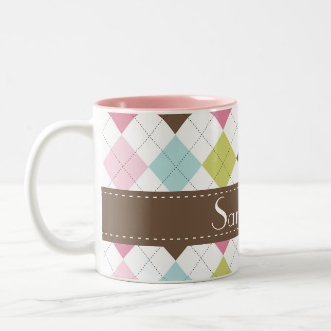 Argyle Diamond Stitch Sweater Coffee Mug Cup (Left)