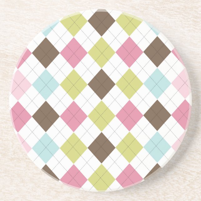 Argyle Diamond Stitch Sweater Pattern Coasters (Front)