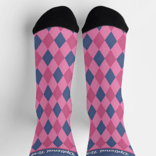 Argyle Diamonds - Pinks and Blue - optional text Socks