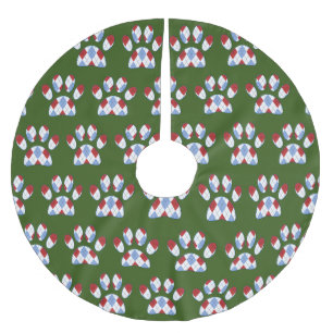 Argyle Dog Paw Print Brushed Polyester Tree Skirt