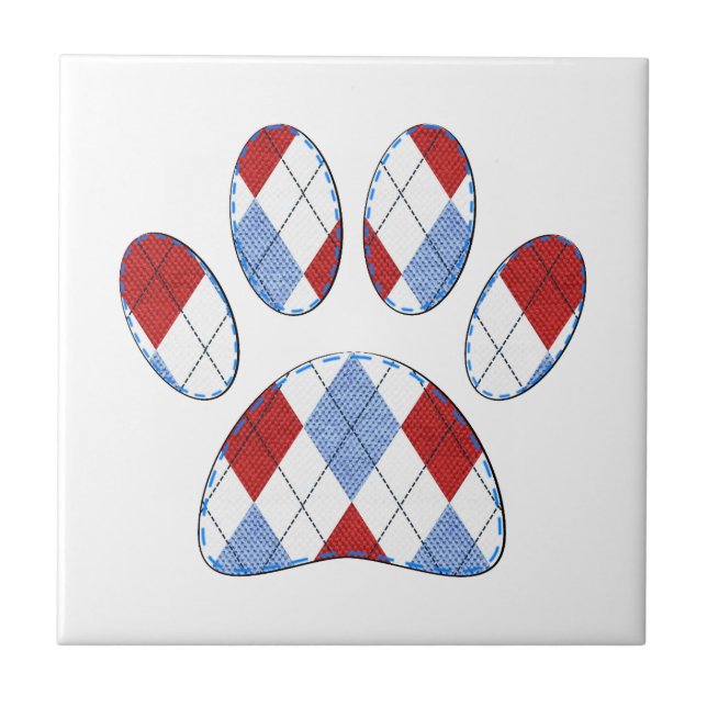 Argyle Dog Paw Print Tile (Front)