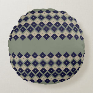 Argyle fair isle seamless pattern designabstract, round cushion