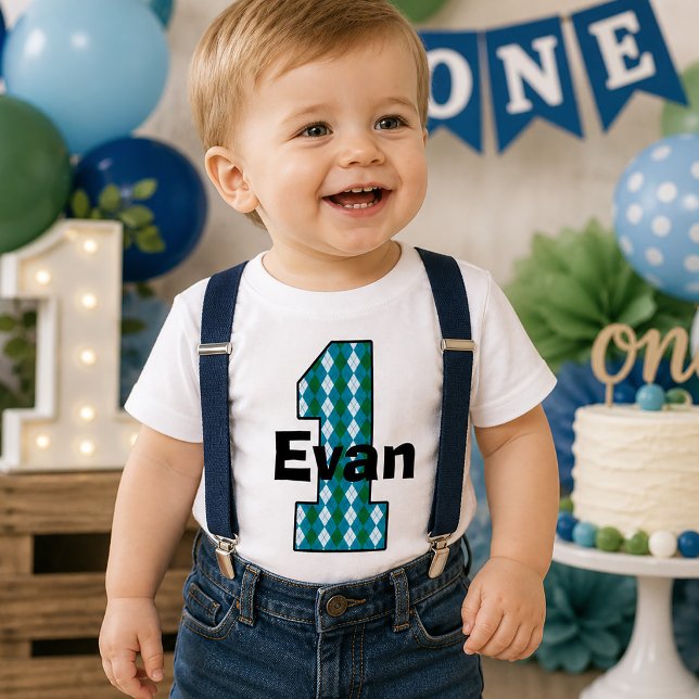 Argyle First Birthday Boy Shirt (Argyle First Birthday Boy Shirt)