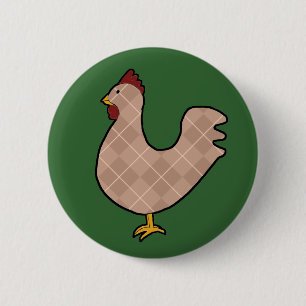 Argyle Folk Art Rooster Button