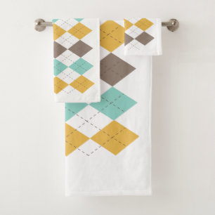 Argyle Geometric Diamond pattern Bath Towel Set