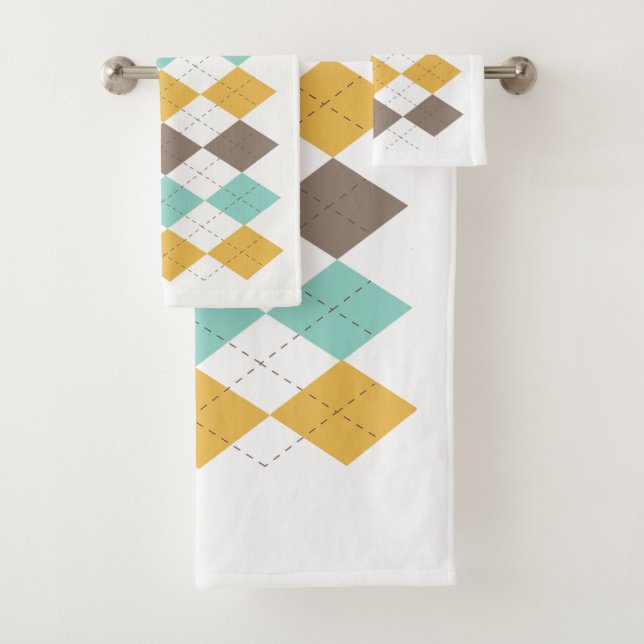 Argyle Geometric Diamond pattern Bath Towel Set (Insitu)