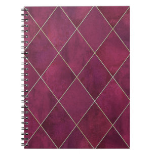 Argyle geometric plaid: watercolor gold notebook