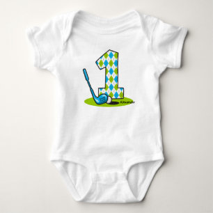 Argyle Golf 1st Birthday Personalised Baby Bodysuit