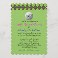 Argyle Golfball Golfing Green Monogram Wedding