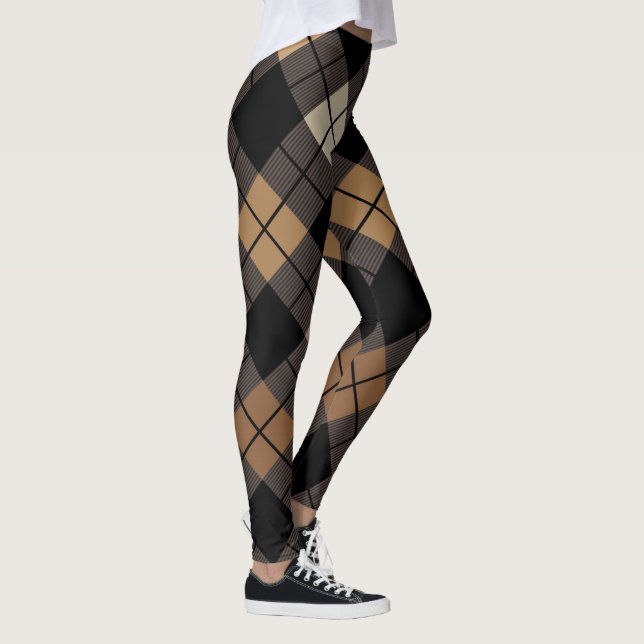 Argyle Harlequin Trendy Black Beige Diamond Leggings (Right)