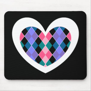 Argyle heart mouse mat