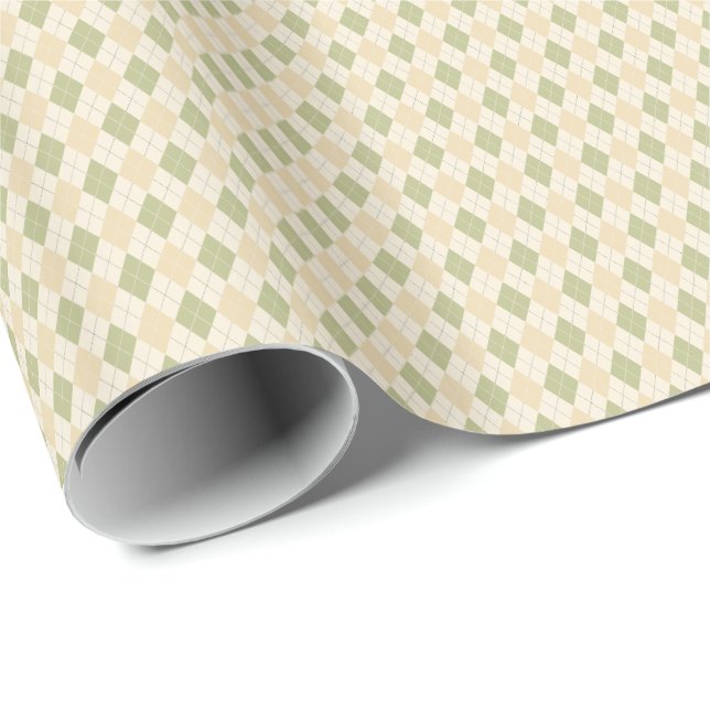 Argyle in Sage, sandalwood, Cream Wrapping Paper (Roll Corner)