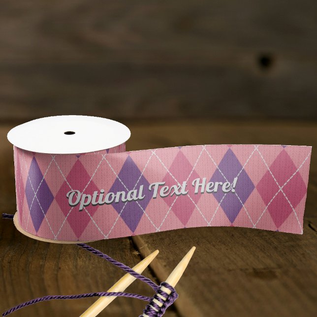 Argyle Knit - Pink and Purple Diamonds - Add Name  Satin Ribbon (Creator Uploaded)