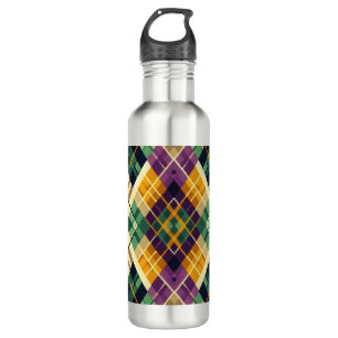 Argyle Mardi Gras yellow purple green 710 Ml Water Bottle