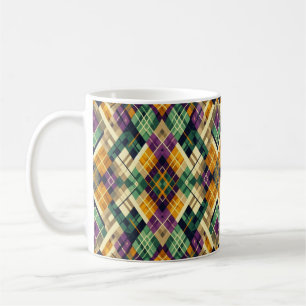 Argyle Mardi Gras yellow purple green Coffee Mug