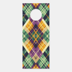 Argyle Mardi Gras yellow purple green Door Hanger