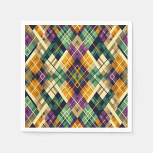 Argyle Mardi Gras yellow purple green Napkin