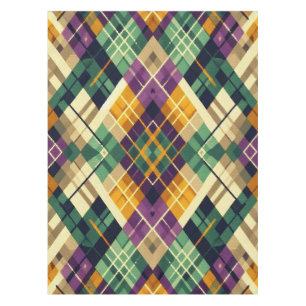Argyle Mardi Gras yellow purple green Tablecloth