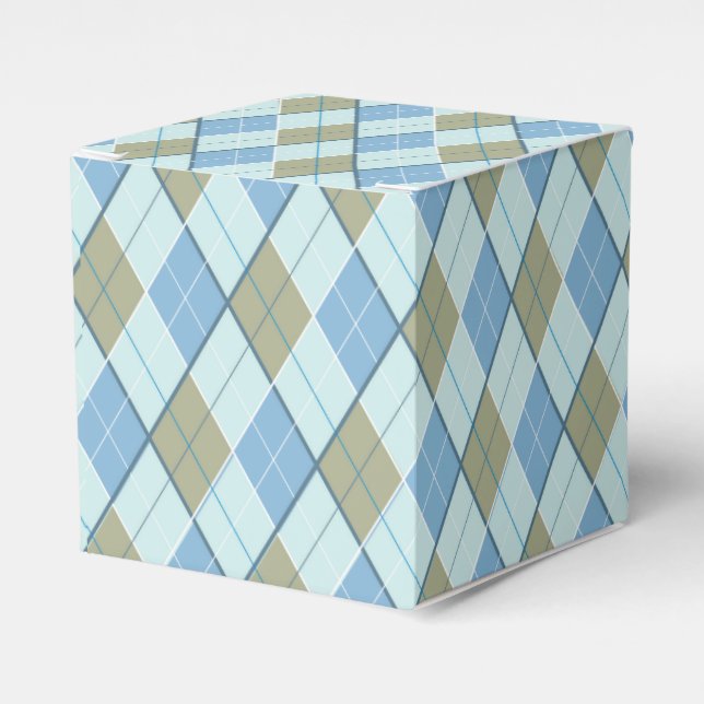 Argyle pattern blue brown golf sport gift box (Front Side)